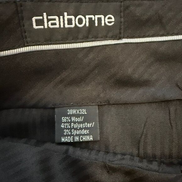 Claiborne Wool Blend Navy Blue Dress Slacks Flat Front Straight Leg Size 38Wx32L - Picture 7 of 8